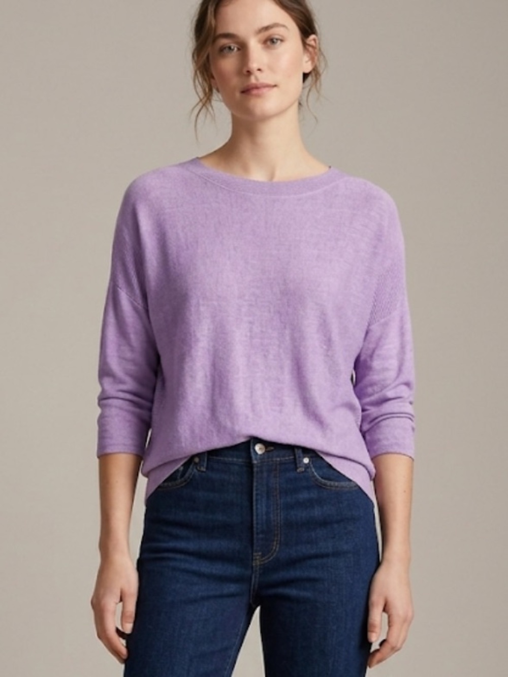 J. Jill Lilac Linen Blend Lightweight Boatneck Sweater